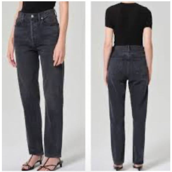 AGOLDE 90's Pinch High Rise Straight Leg Jeans Black Women's Size 26 (28x29)
